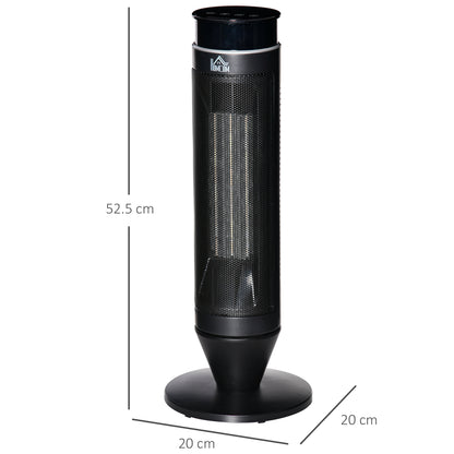 2000W Oscillating Electric Heater with Remote Control and 8-Hour Timer - Black