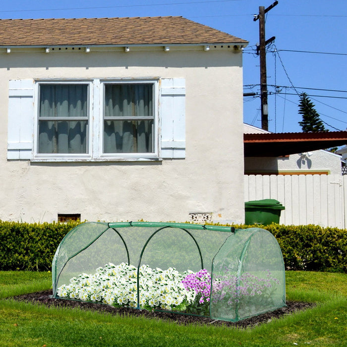 Tunnel Greenhouse Green Grow House for Garden Outdoor, Steel Frame, PE Cover, Green, 200 x 100 x 80cm