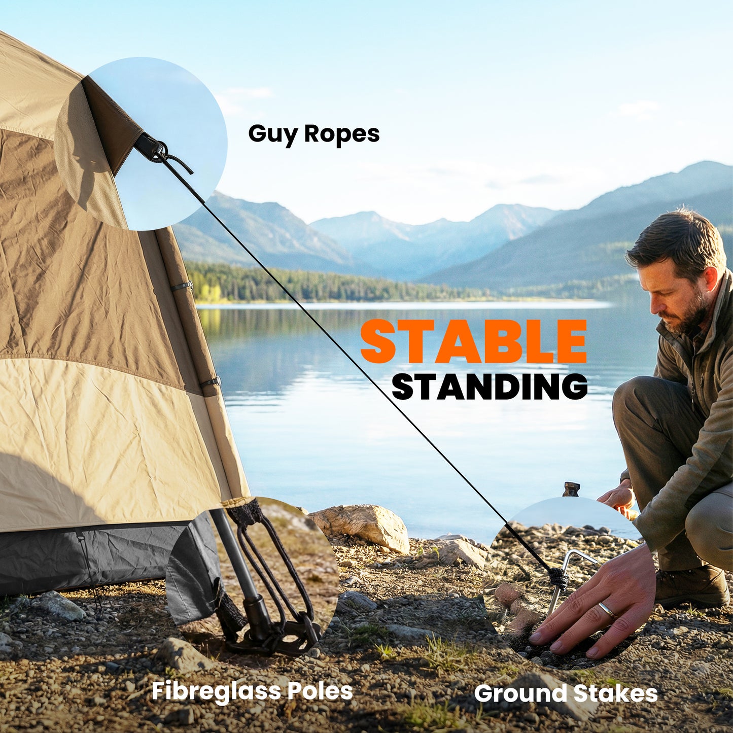 Double Layer Pop Up Tent with Rainfly, Portable Camping Shelter