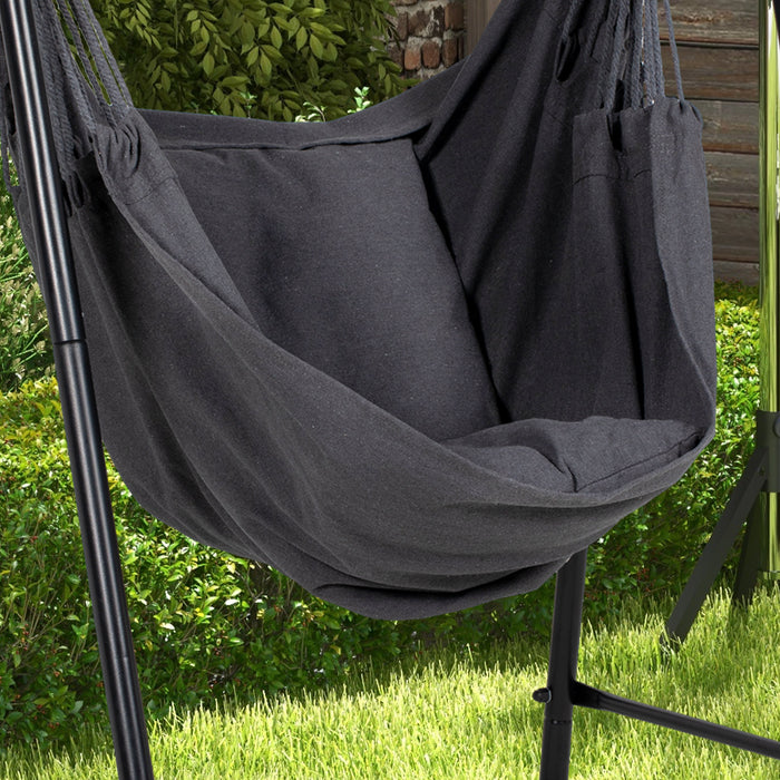 Hammock Chair with Stand, Hammock Swing Chair with Cushion, Grey