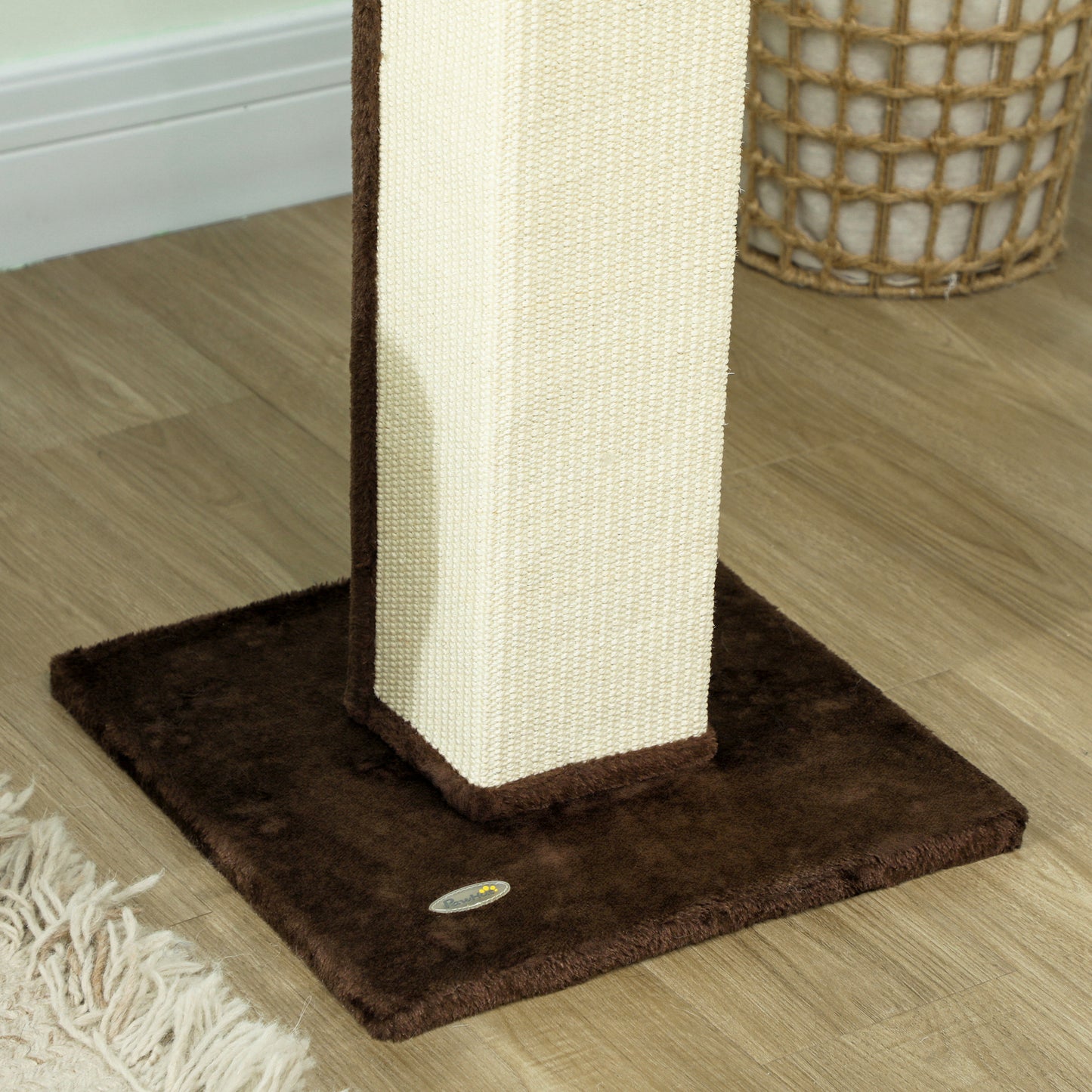 81cm Cat Scratching Post w/ Sisal Rope, Hanging Ball Soft Plush Brown