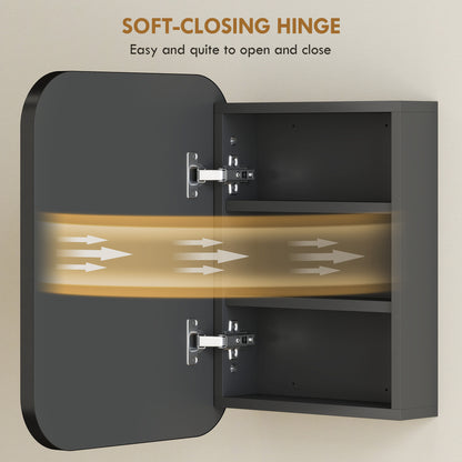 Wall Mounted Bathroom Cabinet with Mirror Adjustable Shelves Black