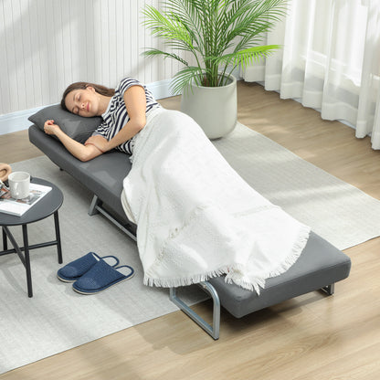 Single Sofa Bed, 3-in-1 Convertible Folding Chair Bed, Dark Grey