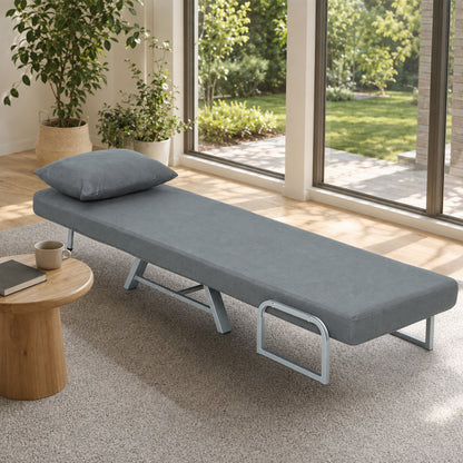 Single Sofa Bed, 3-in-1 Convertible Folding Chair Bed, Dark Grey