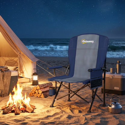 Camping Chair Padded with Side Pocket Dark Blue