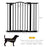 Metal 74-87cm Adjustable Pet Gate Safety Barrier w/ Auto-Close Door Black