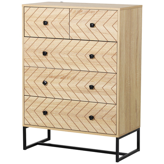 Chest Of 5 Drawers Storage Unit Unique Zigzag Design Anti Tip & Top
