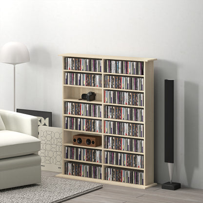 CD Storage Unit DVD Tower Blu-ray Storage Shelf for Office, Natural