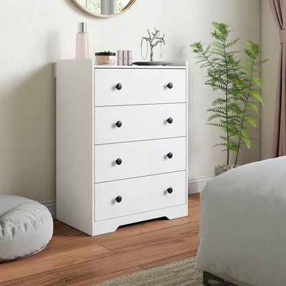 4 Drawer Chest of Drawers, Storage Cabinet, White Wood Effect
