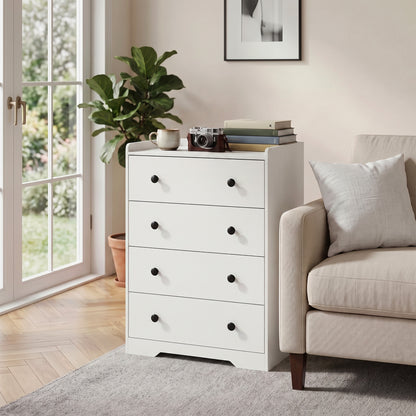 4 Drawer Chest of Drawers, Storage Cabinet, White Wood Effect