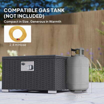 4 Seater Rattan Sofa Set with Footstool Thick Cushions + Fire pit table doubles as a coffee tableBlack Cream