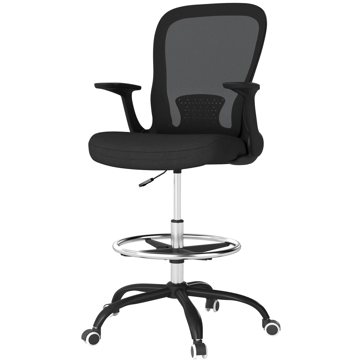 Mesh Draughtsman Chair, Ergonomic Drafting Chair, Black