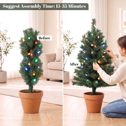 60 cm Prelit Christmas Tree, 2 Packs, 130 Tips, Ground Stakes, Green