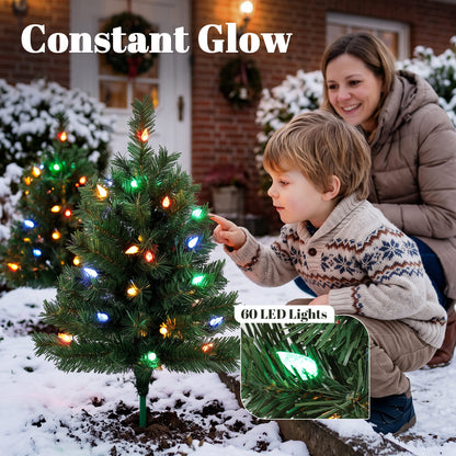 60 cm Prelit Christmas Tree, 2 Packs, 130 Tips, Ground Stakes, Green