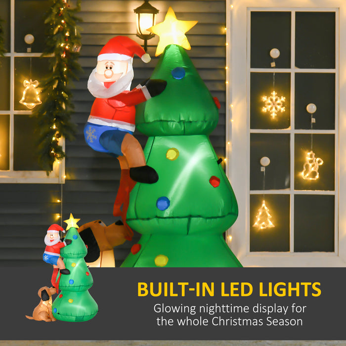 6ft Inflatable Christmas Tree, LED Light with Santa Claus Dog Decoration