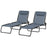 2 Pcs Folding Sun Lounger Beach Chaise Chair Garden Cot Camping Recliner with 4 Position Adjustable Grey