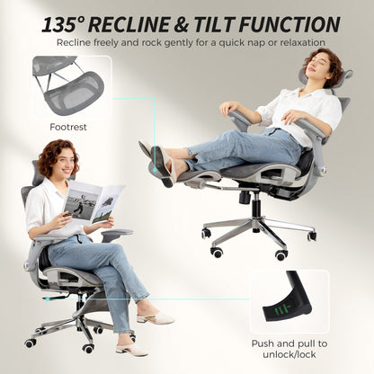 Ergonomic Office Chair, Mesh Desk Chair with Lumbar Support, Footrest