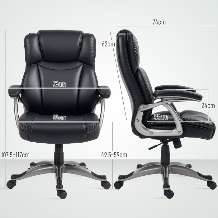 Tilting Executive Office Chair, PU Leather Desk Chair, Black