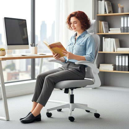 Ergonomic Office Chair, Computer Chair with Foldable Backrest, Grey