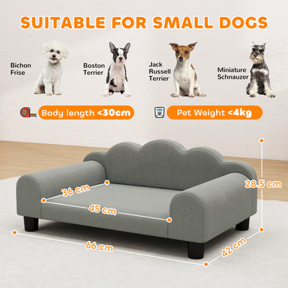 Dog Sofa Bed, Cat Sofa with Backrest, Armrest, for Small Dogs, Grey