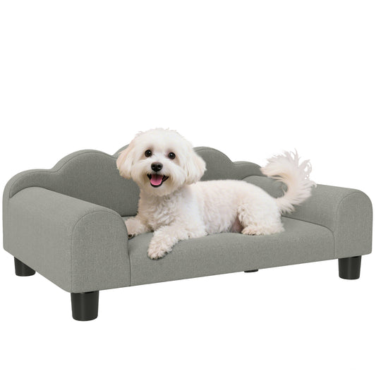 Dog Sofa Bed, Cat Sofa with Backrest, Armrest, for Small Dogs, Grey