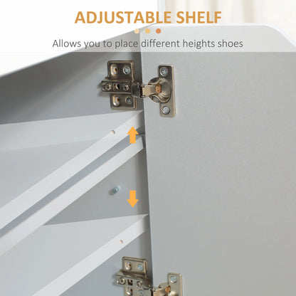 Upholstered Entryway Shoe Bench w/ Storage Cabinet for Living Room Grey