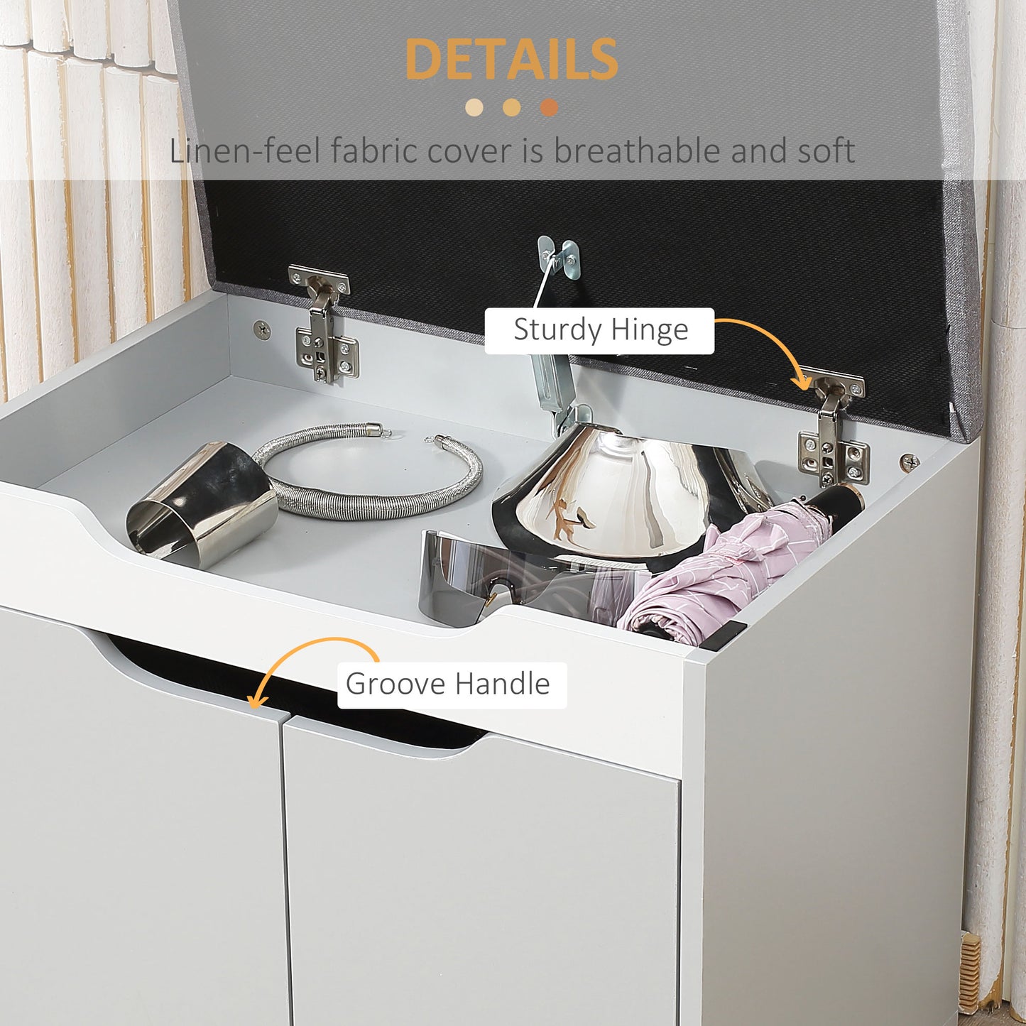 Upholstered Entryway Shoe Bench w/ Storage Cabinet for Living Room Grey