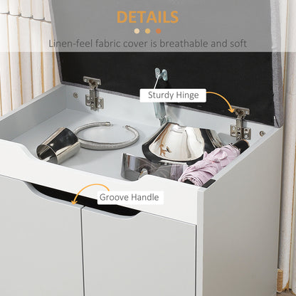 Upholstered Entryway Shoe Bench w/ Storage Cabinet for Living Room Grey