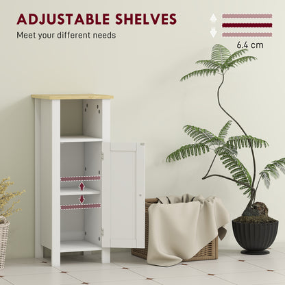 Narrow Bathroom Storage Cabinet with Open Shelf, White