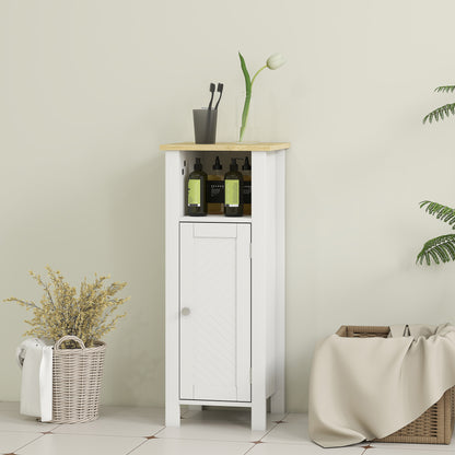 Narrow Bathroom Storage Cabinet with Open Shelf, White