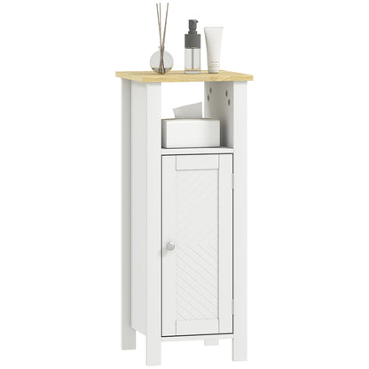 Narrow Bathroom Storage Cabinet with Open Shelf, White