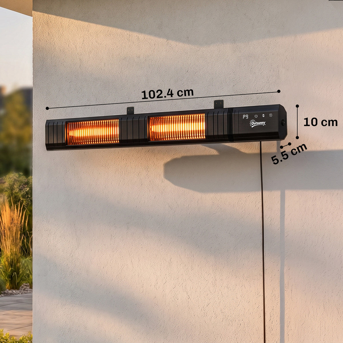 3000 W Electric Infrared Patio Heater Wall Mounted, Black
