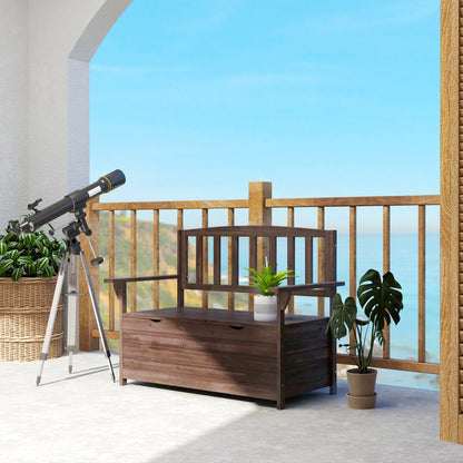 Outdoor 2 Seater Garden Bench, Garden Storage Bench with Backrest