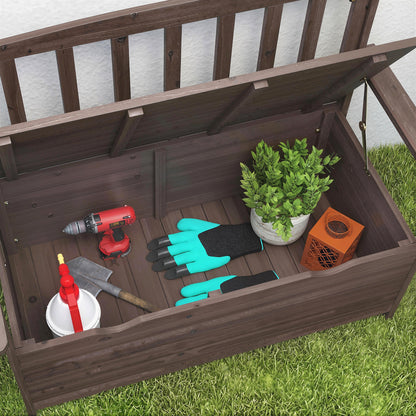Outdoor 2 Seater Garden Bench, Garden Storage Bench with Backrest