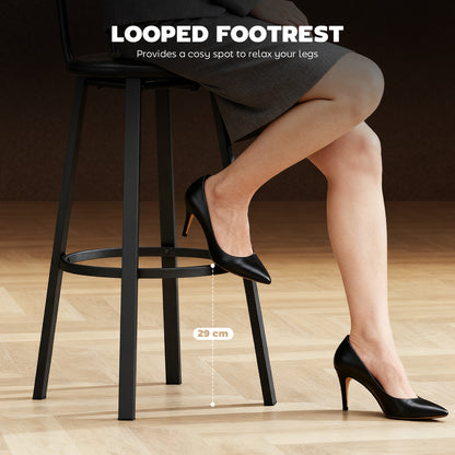 Barstools Set of 2 with Padded Seat Backrest Rustic Brown Black