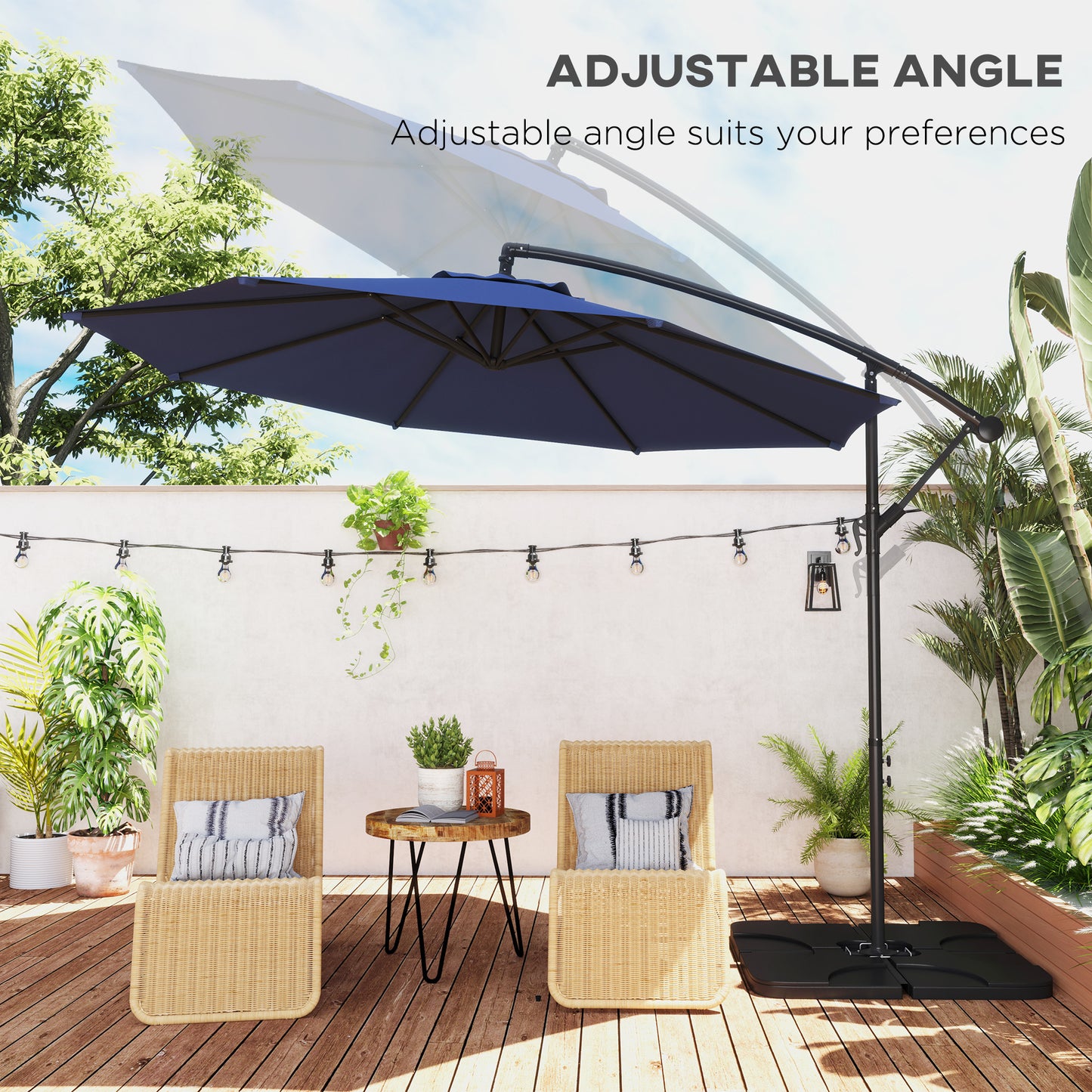 3(m) Banana Parasol Cantilever Umbrella Garden w/ Base Weights