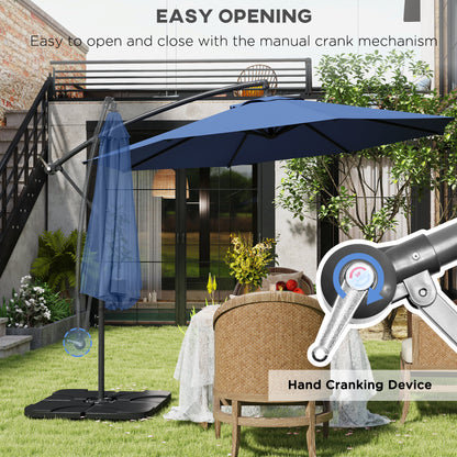 3(m) Banana Parasol Cantilever Umbrella Garden w/ Base Weights