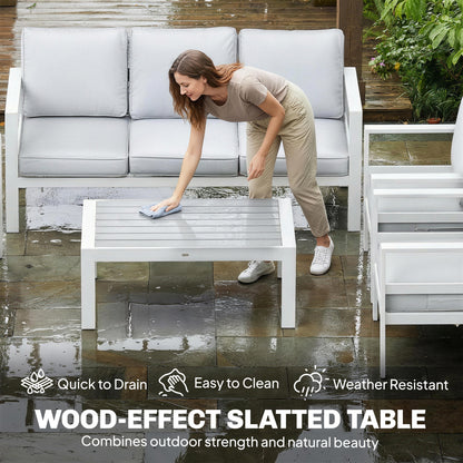 Aluminium Garden Furniture Sofa Set with Olefin Cushions, White