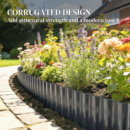 Metal Lawn Edging Border, 8 in x 21.3 ft Garden Edging, Dark Grey