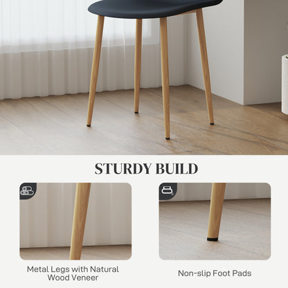 Dining Chairs Set of 4 w/ Curved Back, Steel Legs, Black