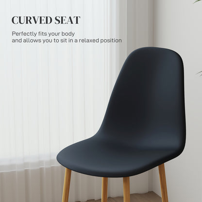 Dining Chairs Set of 4 w/ Curved Back, Steel Legs, Black