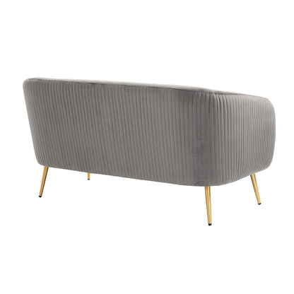 Roanna Two Seat Sofa - Dove Grey - Silver + Brass Legs