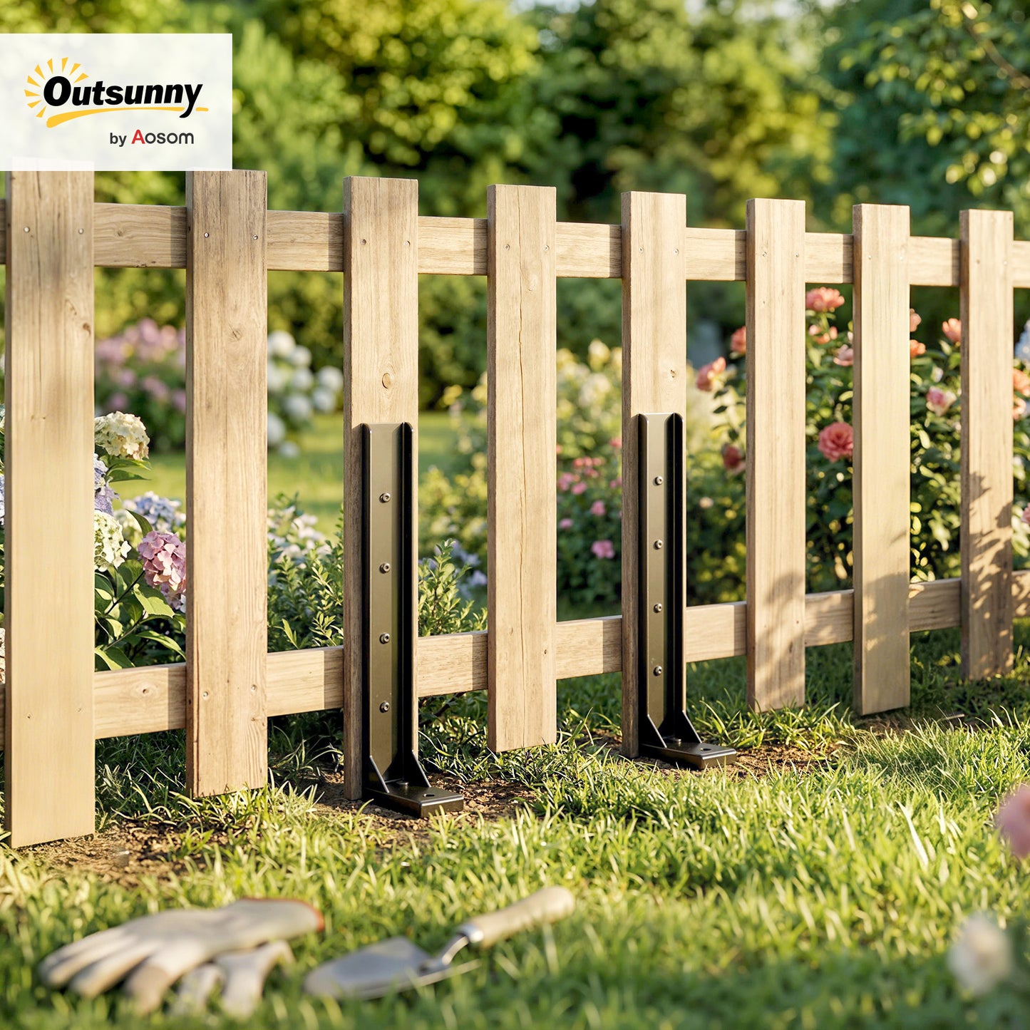 2 Pack Fence Post Repair Kit, 81 cm Heavy Duty Metal Fence Post Support with Nails Drill, Garden Ground Stake Spikes for Repairing Damaged Broken Gate, Posts, Sign Posts or Mailbox