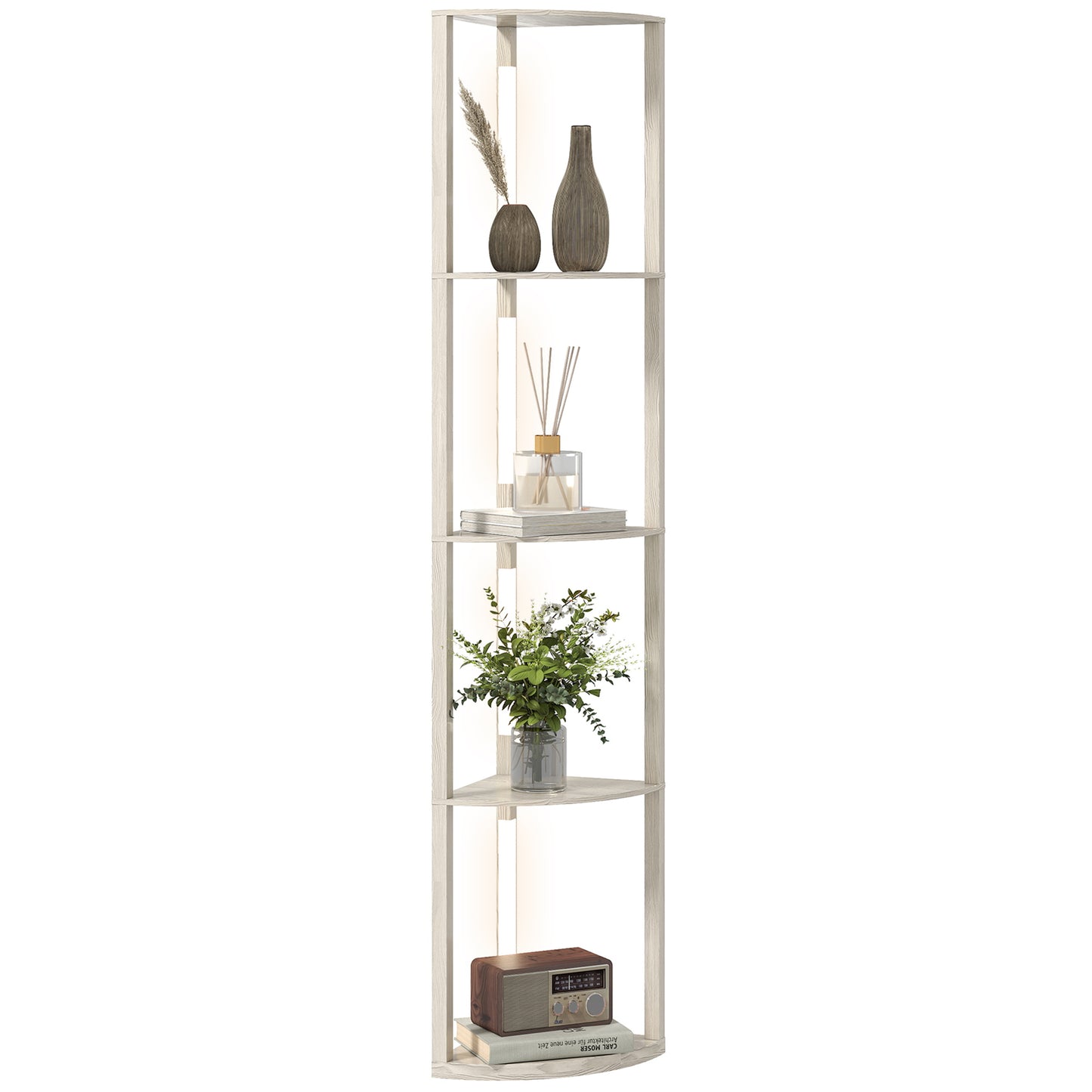 Corner Floor Lamp with Warm White LED Light, Oak