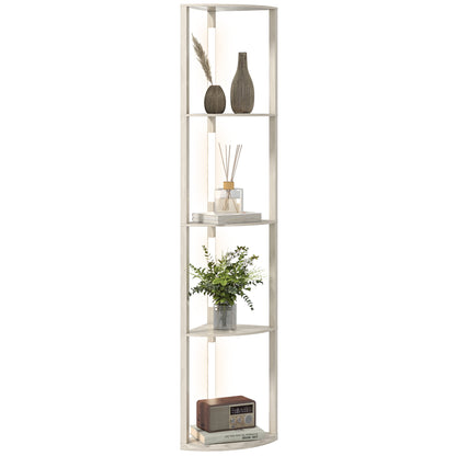 Corner Floor Lamp with Warm White LED Light, Oak