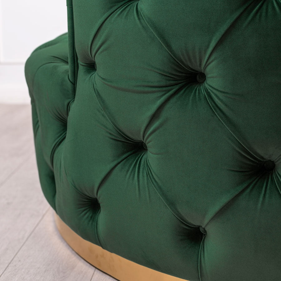 Frankfurt Loveseat - Bottle Green - Brass Base