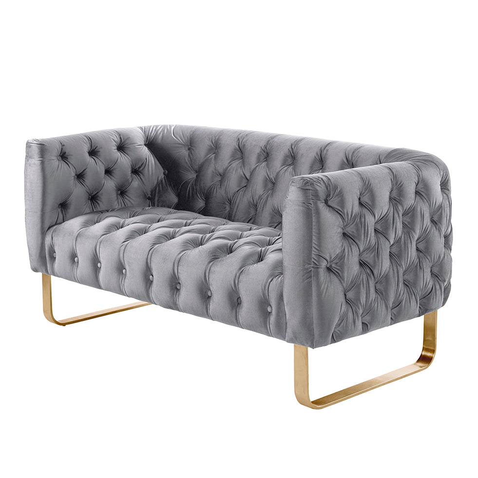 Grosvenor Two Seat Sofa - Dove Grey - Brushed Brass