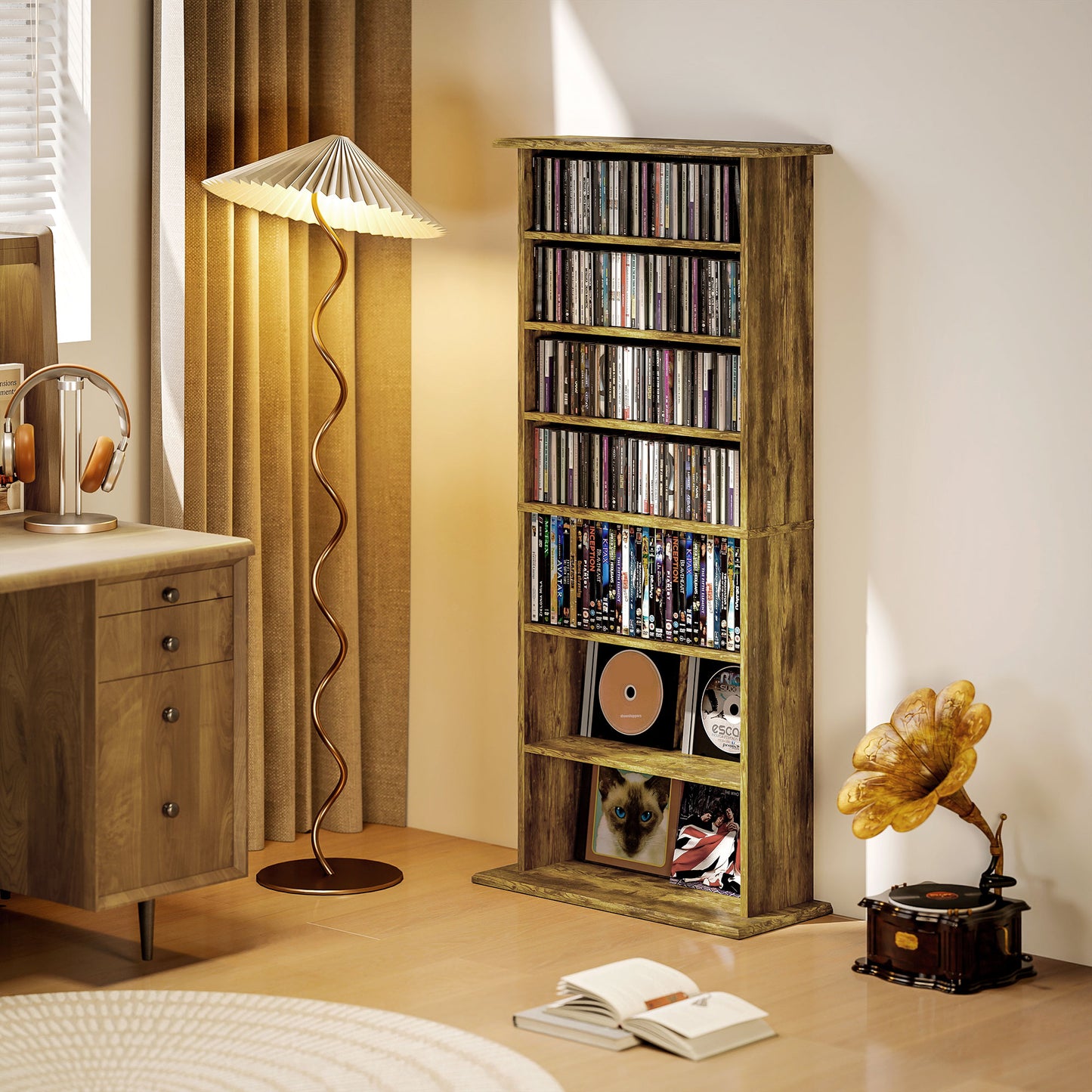 CD Storage Unit DVD Tower Blu-ray Storage Shelf for Living Room Brown