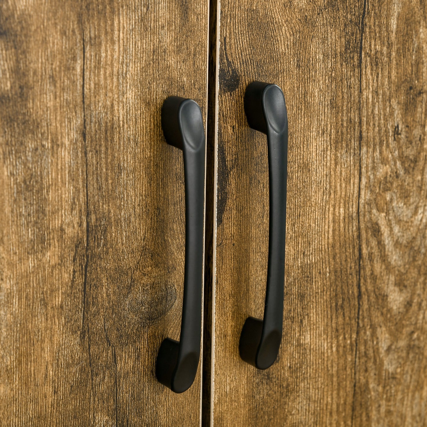 Farmhouse 4-Door Cabinet with Storage Shelves for Bedroom Rustic Wood