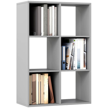 6-Cube Bookshelf, Display Shelving Unit for Home Office, Light Grey